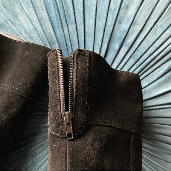 BDG black suede boots block heel round toe pull on slouchy or knee length Sz 10 - Picture 13 of 16